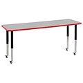 ECR4Kids T-Mold Adjustable Leg 72 x 24 Rectangle Laminate Activity Table Grey/Red/Black (ELR-14109-GRDBK-SL)