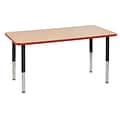 ECR4Kids T-Mold Adjustable Leg 60 x 30 Rectangle Laminate Activity Table Maple/Red/Black (ELR-14111-MRDBK-SL)