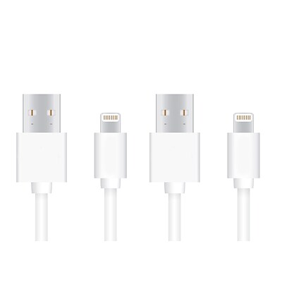 Lightning to USB Cable - 10 ft (3.05 M) MFI Certified Data Sync/ Charge Cord for iPad mini, iPhone 7/8/X, White (2 Pack)