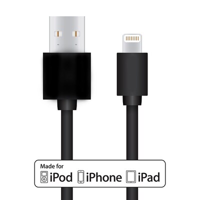 Lightning to USB Cable - 10 ft (3.05 M) MFI Certified Data Sync/ Charge Cord for iPad mini, iPhone 7/8/X, Black