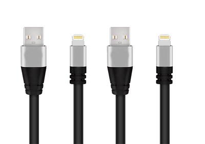 Lightning to USB Cable - 6 ft (1.82 M) Flexible MFI Certified Data Sync/ Charge Cord for iPad mini, iPhone 7/8/X, Black (2 Pack)
