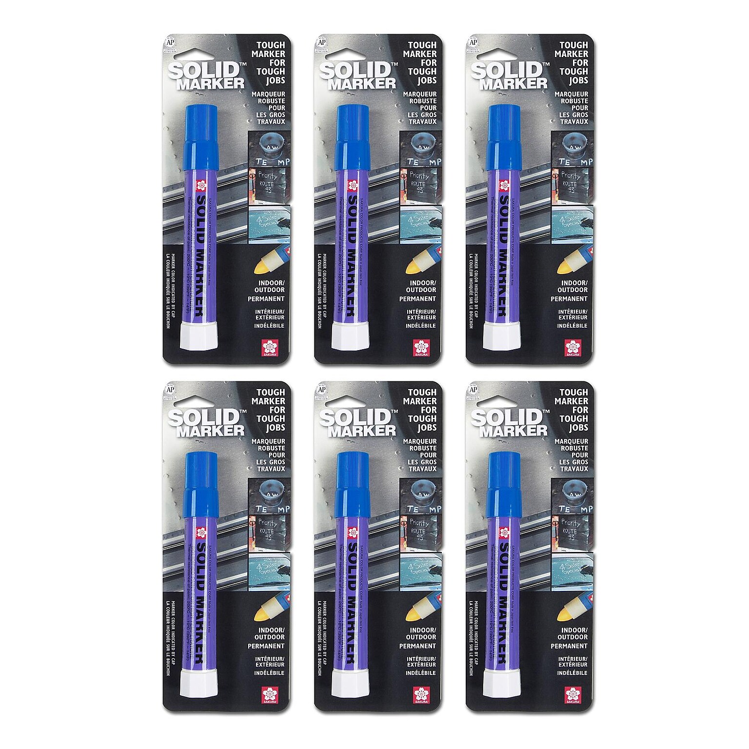 Sakura Solid Markers, Original Blue, Pack of 6 (Pk6-46582)