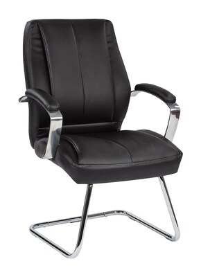 Pro-Line II Black Bonded Leather Executive Visitors Chair with Polished Aluminum Accents (60315)