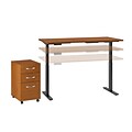 Bush Business Furniture Move 60 Series 60W x 30D Height Adjustable Desk with Storage, Natural Cherry (M6S005NC)