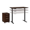 Bush Business Furniture Move 60 Series 48W x 30D Height Adjustable Desk with Storage, Mocha Cherry (M6S004MR)