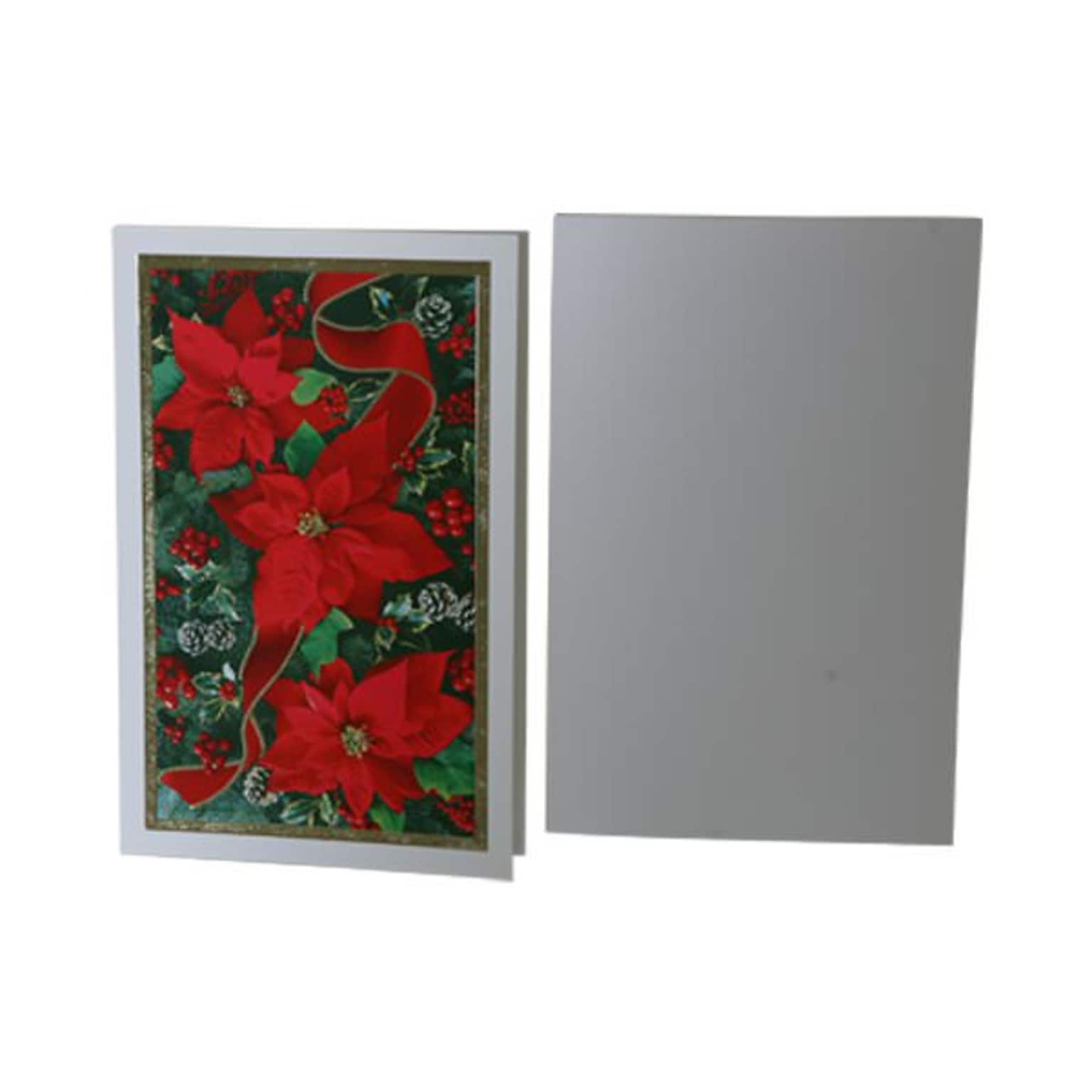 JAM Paper® Christmas Cards Set, Modern Poinsettia, 10/Pack (8156228)