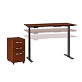 Bush Business Furniture Move 60 Series 60W Height Adjustable Standing Desk with Storage, Hansen Cherry (M6S002HC)