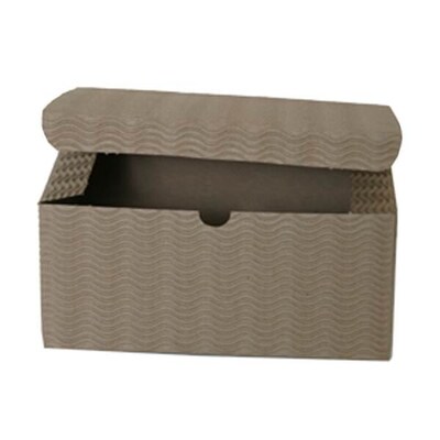 JAM Paper Gift Box with Corrugated Waves, 8 x 8 x 3.5, Black Kraft (8306321)