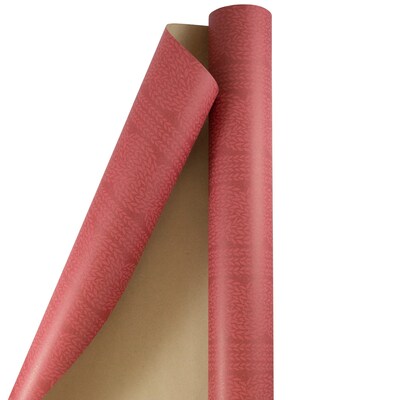 JAM Paper® Gift Wrap, Christmas Kraft Wrapping Paper, 25 Sq. Ft, Red Ivy Kraft, Roll Sold Individually (165534085)
