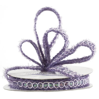 JAM Paper® Nylon Knit Decorative Ribbon, 3 Yards, Lavender Purple Metallic, Sold Individually (E7973