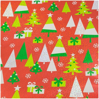 JAM Paper® Gift Wrap, Christmas Wide Wrapping Paper, 40 Sq. Ft, Trees and Presents, Sold Individually (376434094)