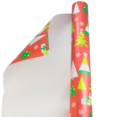 JAM Paper® Gift Wrap, Christmas Wide Wrapping Paper, 40 Sq. Ft, Trees and Presents, Sold Individually (376434094)