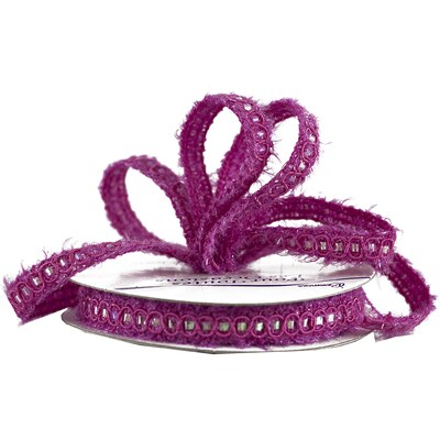JAM Paper Nylon Knit Decorative Ribbon, Fuchsia Pink Metallic (E797341)