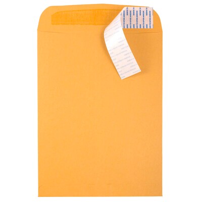 JAM Paper Peel & Seal Kraft Open End Catalog Envelope, 9 1/2 x 12 1/2, Brown, 500/Pack (13034232C)