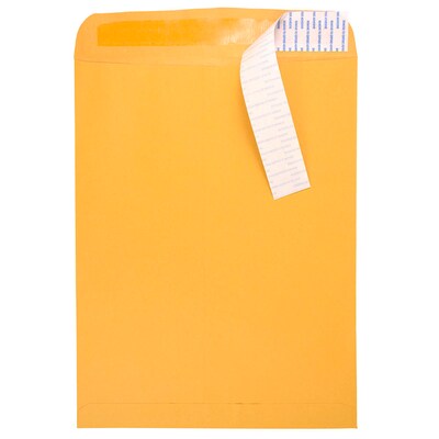 JAM Paper Peel & Seal Kraft Open End #15 1/2 Catalog Envelope, 12 x 15 1/2, Brown, 500/Pack (13034