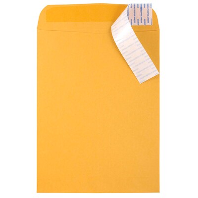 JAM Paper Peel and Seal Open End Self Seal Catalog Envelope, 9" x 12", Brown, 500/Pack (13034231C)