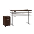 Bush Business Furniture Move 60 Series 60W Height Adjustable Standing Desk with Storage, Mocha Cherry (M6S008MR)