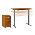 Bush Business Furniture Move 60 Series 48W Height Adjustable Standing Desk with Storage, Natural Cherry, Installed (M6S007NCFA)
