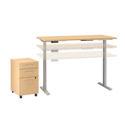 Bush Business Furniture Move 60 Series 60W Height Adjustable Standing Desk with Storage, Natural Maple, Installed (M6S011ACFA)