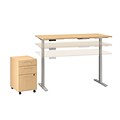 Bush Business Furniture Move 60 Series 72W Height Adjustable Standing Desk with Storage, Natural Maple, Installed (M6S009ACFA)