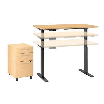 Bush Business Furniture Move 60 Series 48W Height Adjustable Standing Desk with Storage, Natural Maple, Installed (M6S004ACFA)