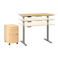 Bush Business Furniture Move 60 Series 48W Height Adjustable Standing Desk with Storage, Natural Maple, Installed (M6S007ACFA)