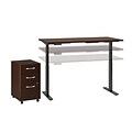 Bush Business Furniture Move 60 Series 60W Height Adjustable Standing Desk with Storage, Mocha Cherry, Installed (M6S005MRSFA)