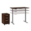 Bush Business Furniture Move 60 Series 48W Height Adjustable Standing Desk with Storage, Mocha Cherry, Installed (M6S010MRSFA)