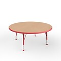 ECR4Kids Thermo-Fused Adjustable 48 Round Laminate Activity Table Maple/Maple/Red (ELR-14215-MPMPRDCH)