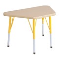 ECR4Kids Thermo-Fused Adjustable Swivel 30 x 18 Trapezoid Laminate Activity Table Maple/Maple/Yellow (ELR-14218-MPMPYETS)