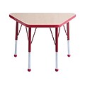 ECR4Kids Thermo-Fused Adjustable Ball 30 x 18 Trapezoid Laminate Activity Table Maple/Red (ELR-14218-MPRDRDTB)