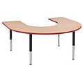 ECR4Kids T-Mold Adjustable Leg 66 x 60 Horseshoe Laminate Activity Table Maple/Red/Black (ELR-14103-MRDBK-SL)