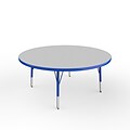 ECR4Kids Thermo-Fused Adjustable Swivel 48 Round Laminate Activity Table Grey/Blue (ELR-14215-GYBLBLTS)