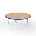 ECR4Kids Thermo-Fused Adjustable Swivel 48 Round Laminate Activity Table Maple/Blue/Sand (ELR-14215-MPBLSDTS)