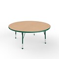 ECR4Kids Thermo-Fused Adjustable Ball 48 Round Laminate Activity Table Maple/Green (ELR-14215-MPGNGNTB)