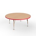 ECR4Kids Thermo-Fused Adjustable Ball 48 Round Laminate Activity Table Maple/Red/Sand (ELR-14215-MPRDSDTB)