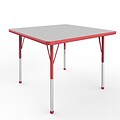ECR4Kids Thermo-Fused Adjustable Ball 36 Square Laminate Activity Table Grey/Red (ELR-14223-GYRDRDSB)