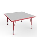 ECR4Kids Thermo-Fused Adjustable Ball 36 Square Laminate Activity Table Grey/Red (ELR-14223-GYRDRDTB)