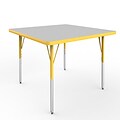 ECR4Kids Thermo-Fused Adjustable Swivel 36 Square Laminate Activity Table Grey/Yellow (ELR-14223-GYYEYESS)