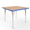ECR4Kids Thermo-Fused Adjustable Swivel 36 Square Laminate Activity Table Maple/Blue/Sand (ELR-14223-MPBLSDSS)