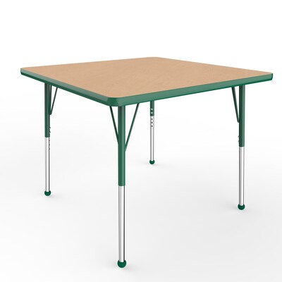ECR4Kids Thermo-Fused Adjustable Ball 36 Square Laminate Activity Table Maple/Green/Green (ELR-14223-MPGNGNSB)