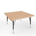 ECR4Kids Thermo-Fused Adjustable Swivel 36 Square Laminate Activity Table Maple/Maple/Black (ELR-14223-MPMPBKTS)