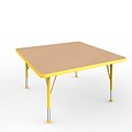 ECR4Kids Thermo-Fused Adjustable Ball 36 Square Laminate Activity Table Maple/Yellow (ELR-14223-MPYEYETB)