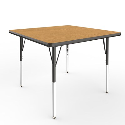 ECR4Kids Thermo-Fused Adjustable Swivel 36 Square Laminate Activity Table Oak/Black (ELR-14223-OKBKBKSS)