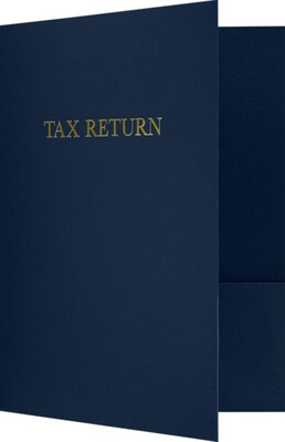 LUX 9 x 12 Tax Return Folders, Standard Two Pocket, 50/Pack, Dark Blue Linen, 50/Pack (SF101546TAX50)