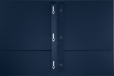 LUX 9" x 12" Presentation Folders w/ Brads 250/Pack, Dark Blue Linen (SF101546TANG250)