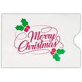 LUX Credit Card Sleeve, 2-3/8 x 3-1/2, Merry Christmas on White, 50/Pack (1801-24WMC-50)