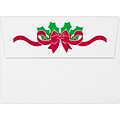 LUX A7 Invitation Envelopes, 5-1/4 x 7-1/4, 50/Pack, Holly w/ Bow on White (4880-WPCH-50)