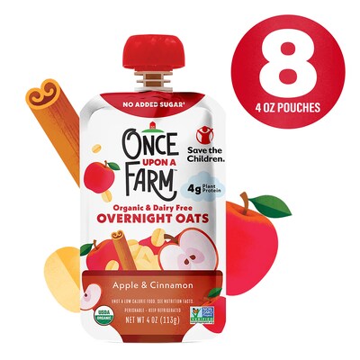 Once Upon A Farm Apple Cinnamon Overnight Oats, 4 oz., 8/Pack (361-00001)