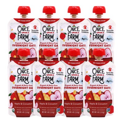 Once Upon A Farm Apple Cinnamon Overnight Oats, 4 oz., 8/Box